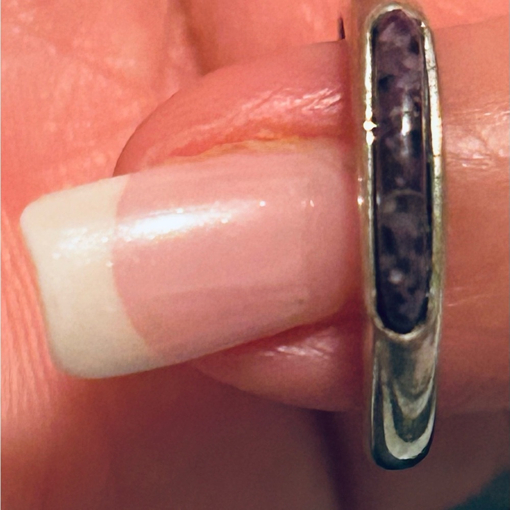 Elegant Silver and Purple Plumb Stone Ring